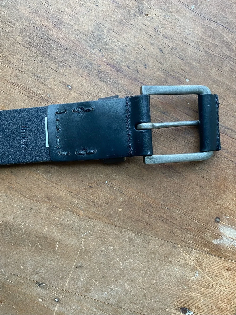 Timberland Black Leather Men's Belt with Embossed Logo Size 36